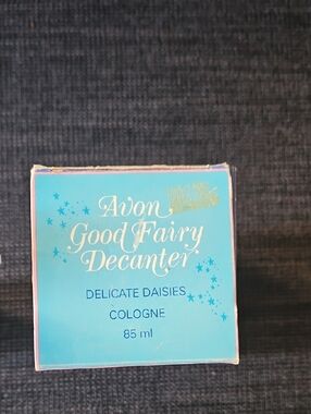 Avon Good Fairy Decanter Delicate Daisies Perfume - Blue and Gold Box